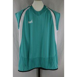 Inaria Mens Aqua White Sleeveless Soccer Jersey Shirt Top Size Medium